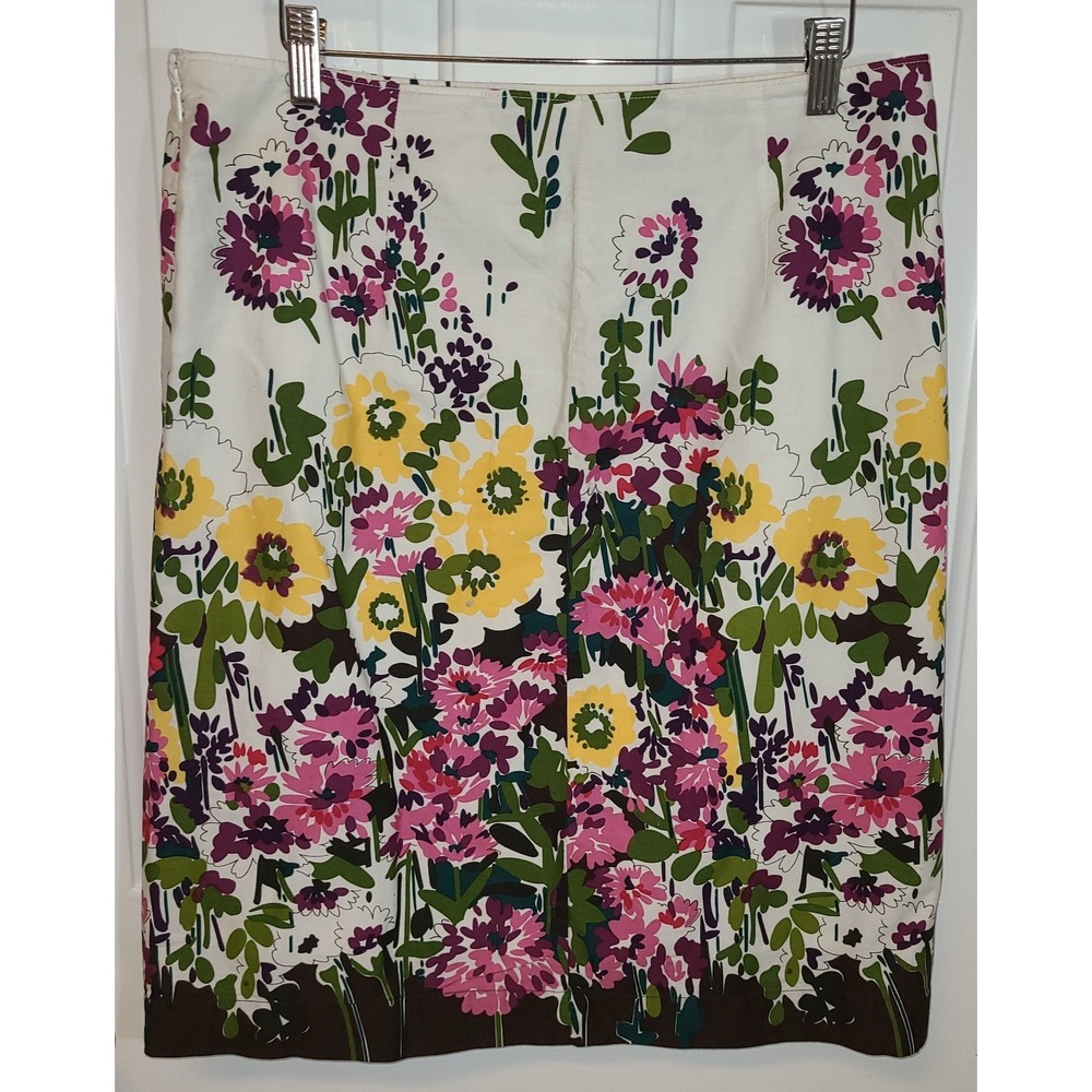 Heritage Collection By BASS Floral Cotton Skirt Sz 8 Women Side Zipper SummerFun